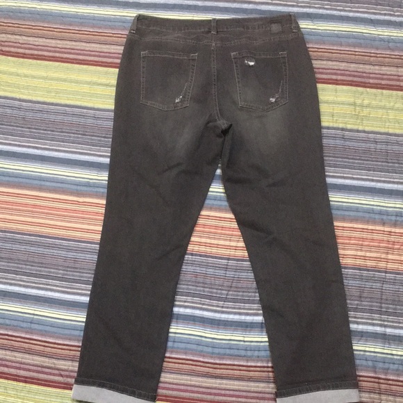 New! Jag Jeans Girlfriend Gray Distressed Mid Rise Stretch Jeans size 14 - Picture 6 of 13